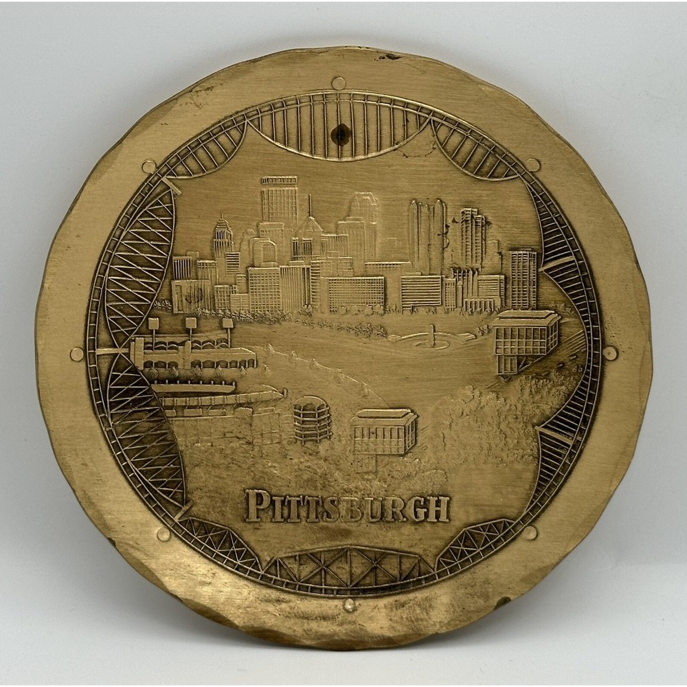 Vintage Wendell August My Hometown Collection Pittsburgh, PA Solid Bronze Plate